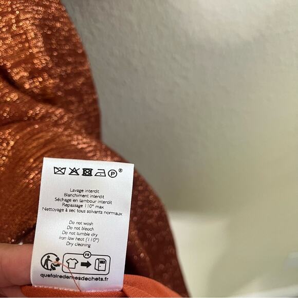 Sezane Editions Metallic Off Shoulder Mini Shift Dress Size 34 / US XS - Picture 10 of 10